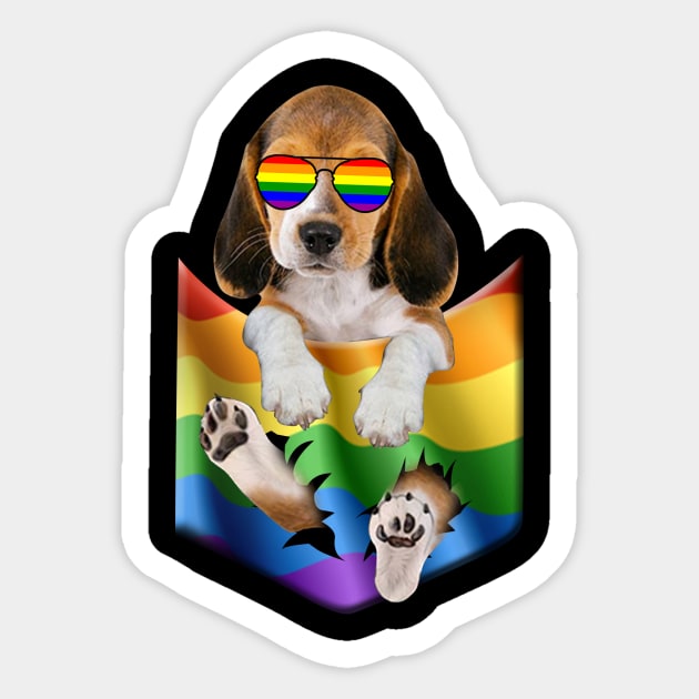 Beagle In Pocket LGBT Pride Flag For Dog Lovers Sticker by Terryeare
